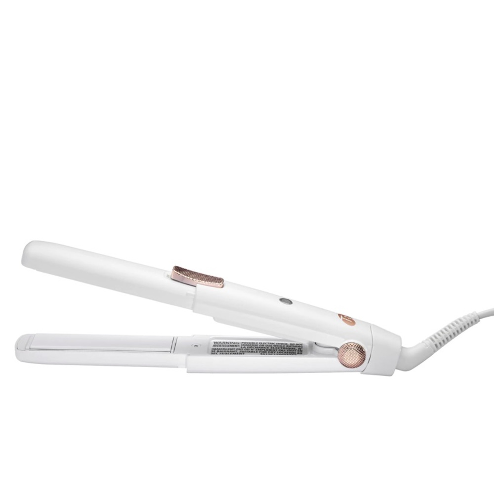 SinglePass Compact Travel Styling Flat Iron with Cap (White & Rose Gold)